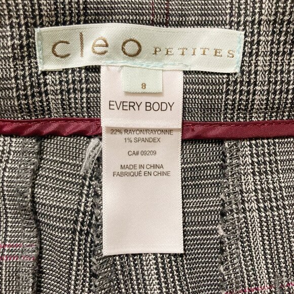 CLEO PETITES Grey black plaid capri pants ~ SMALL MEDIUM sz 8 cropped trousers - Picture 2 of 11
